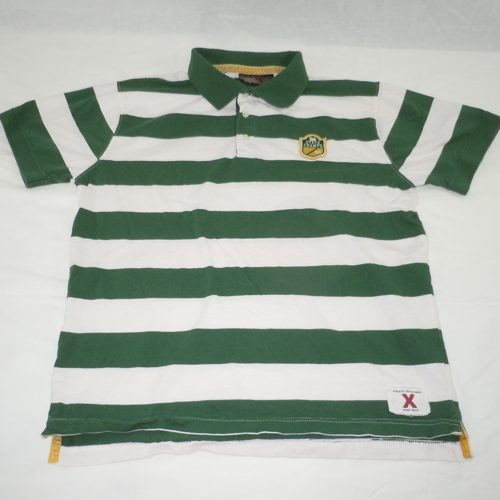 State Champs Point Zero Polo Shirt Green White L